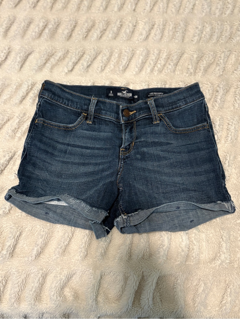 Hollister Women's Dark Indigo Rolled Hem Denim Shorts